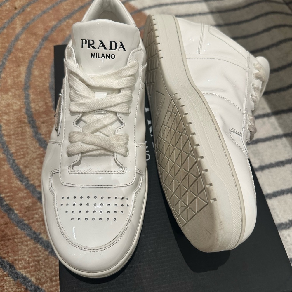 Prada Men’s Vernice Patent Leather Low-Top Sneakers - Picture 7 of 13